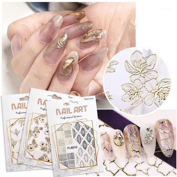 

fashion nail art sticker 3d charm bronzing lace diy jewelry decorative accessories1, Silver;gold