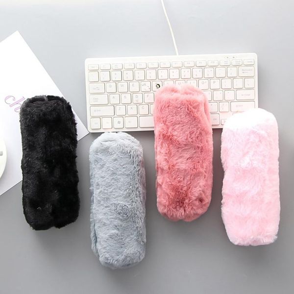

pencil bags creative pen box small fresh cute girl fluffy octagonal bag girl's heart students simple pocket plush case