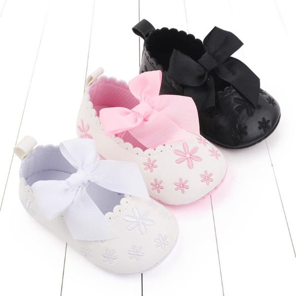 

first walkers infant baby pu leather boy girl moccasins shoes bow flower print soft soled non-slip footwear crib princess