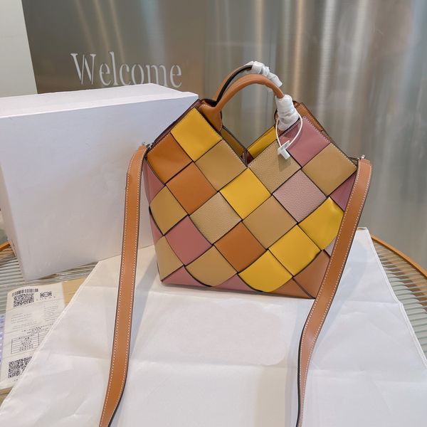 

classic luxurys women's small surplus leather woven basket bag classic calfskin brick red rose shoulder designer cowhide purses tote ba