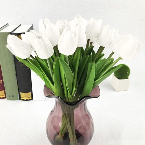 

10pcartificial flower white pu real touch for home decoration fake latex flowers bouquet wedding garden decor flores artificiale decorative