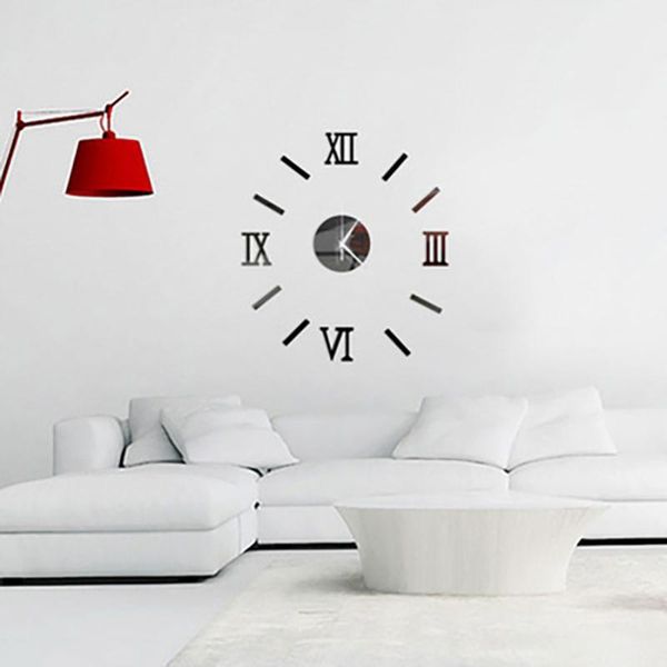 

wall clocks 3d acrylic digital clock roman numerals design large round diy self adhesive living room stickers