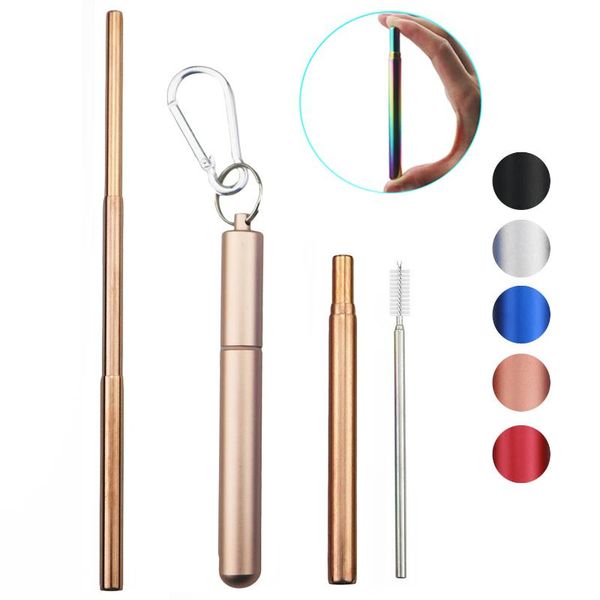 

drinking straws portable straw 304 stainless steel metal reusable collapsible with case brush for travel