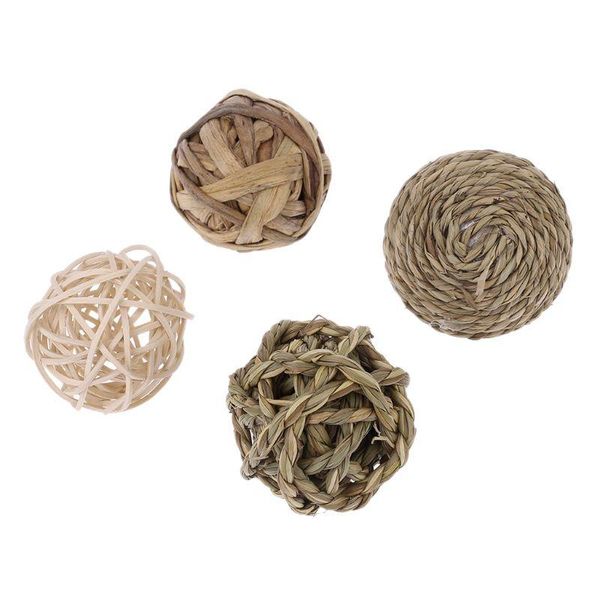 

4pcs pet small animal activity play chew natural ball toys for rabbits guinea pigs gerbils supplies