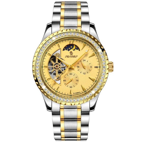 

luxury fashion automatic mechanical watches for men oem service solid leather strap wristwatches, Slivery;brown