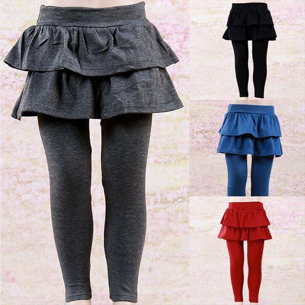

2 8t kids baby girls warm cute cake culottes leggings pants with ruffle tutu skirt, Blue