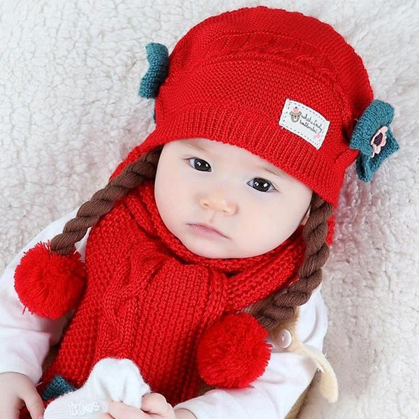 

hair accessories children winter hat for baby girls knitted beanies cap thick girl warm princess bow 6-18m xl331, Slivery;white
