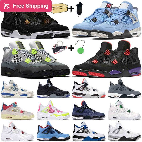 

36-47 mens women basketball shoes 4s university blue fire red 4 black cat bred white cement royalty metallic green motorsports men