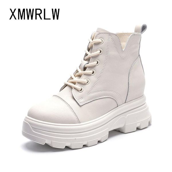 

boots xmwrlw women's ankle genuine leather warm plush women winter shoes high heels ladies woman, Black