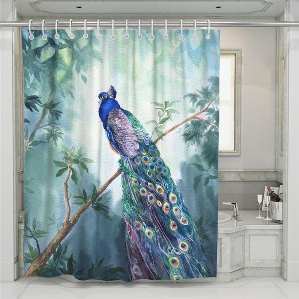 

peacock 3d shower curtain bathroom waterproof polyester printing curtains for hooks