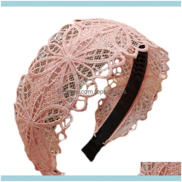 Aessórios Ferramentas ProductsWomen Hollow Out Floral Lace Anti-Skid Headband Shimmer Metálico Cabelo Largo Hoop 20211 Gota entrega 2021 W9FXC