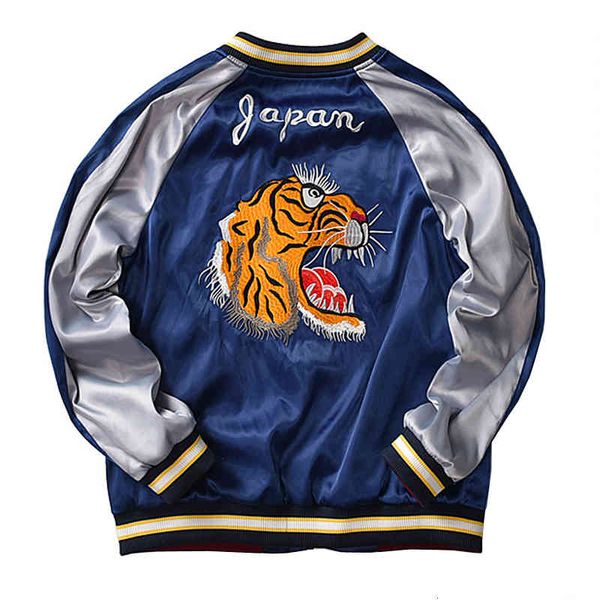 

men's jackets arrival casual zipper rib sleeve bomber jacket tiger embroidered baseball uniform leisure iltm, Black;brown