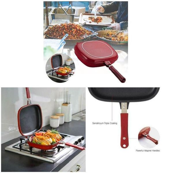 

double-sided frying pan non-stick baking tray portable for home kitchen cooking hk3 pans
