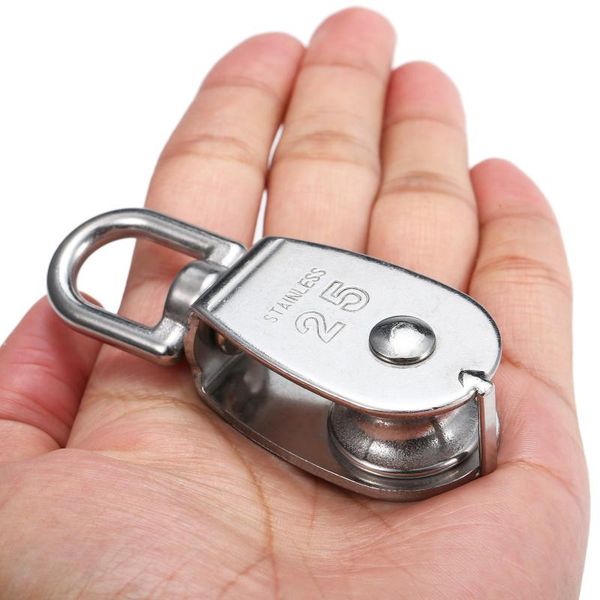 

3pcs lifting single pulley stainless steel heavy duty wheel rope block climbing accessories cords, slings and webbing