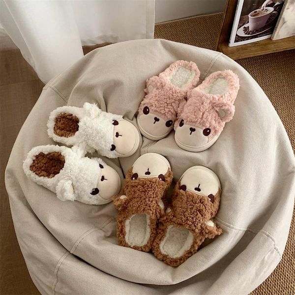 

slippers autumn and winter home lovely warm plush baotou moon cotton girls indoor cartoon soft bottom fur shoes, Black
