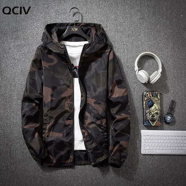 

men's jackets camouflage lightweight men hooded slim fit long sleeve zipper coat army military clothing, Black;brown