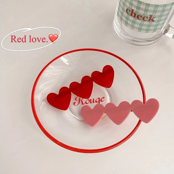 

lovely red pink heart korean hair clips for women hairpin crab headband for girls hair accessories headwear ornament hair clips, Slivery;white