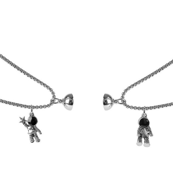 

pendant necklaces punk cool astronauts magnet attraction couple necklace friendship jewelry creative party for women men gift, Silver