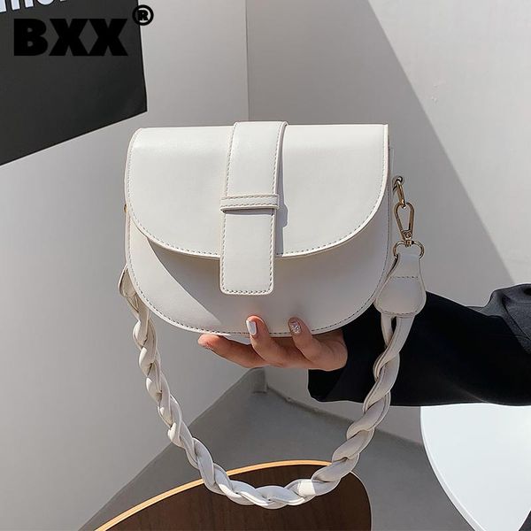 

[bxx] vintage pu leather bags simple women 2021 fashion twist chain shoulder hand bag lady trend handbags purses cb804 cross body