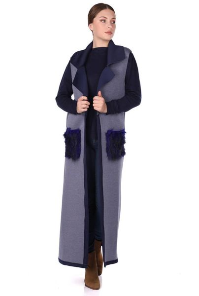 

women's knits & tees plush detailed sleeveless scuba long cape with pockets, White