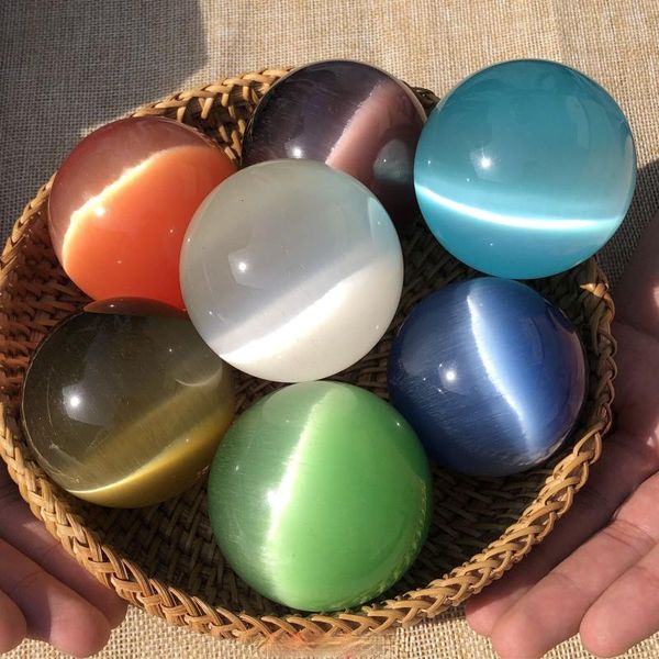 

novelty items 40/50/60mm beautiful rare natural cat's eye stone balls quartz crystal reiki healing sphere office home decor