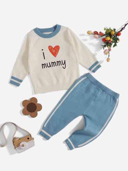 

baby heart. knit pants she, White