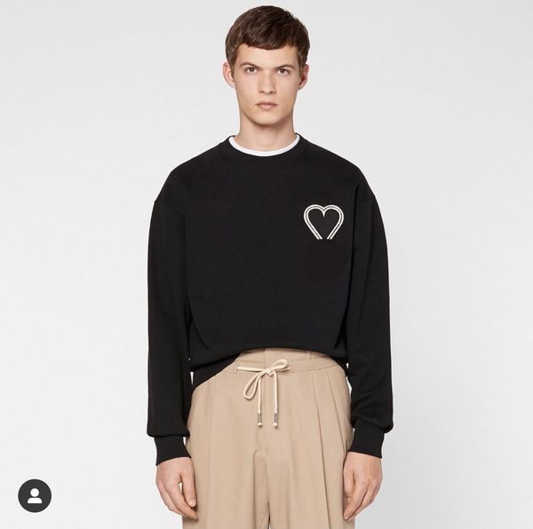 

factory outlet brand hoodie 21fw heart embroidery hoodies street men women hooded pullover solid sweatshirt fashion autu, Black