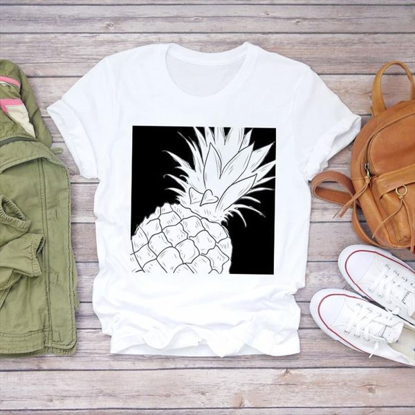 

men pineapple fruit printing mens t shirts short sleeve 90s lady print ladies graphic female tee, White;black