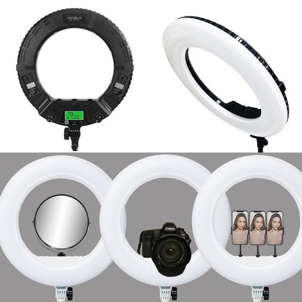 

18inch selfie ring lights lcd display black usb supply yidoblo lx-480e lamps studio video light with tripod remote flash heads