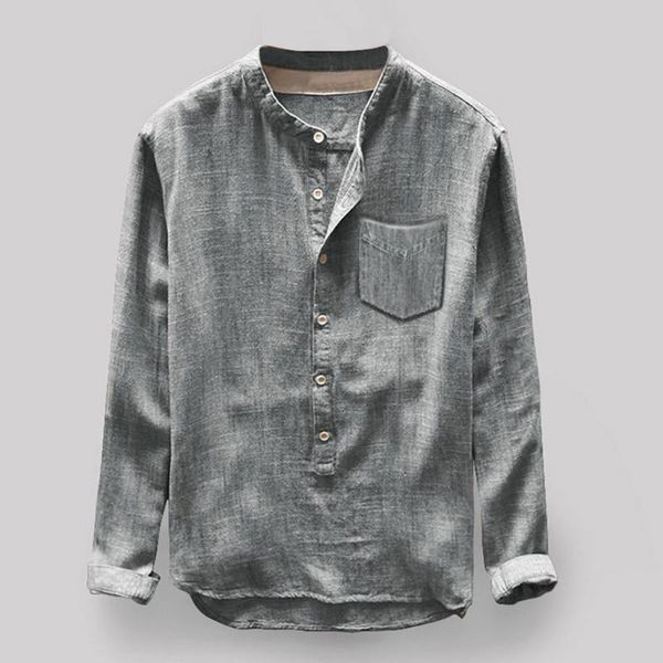 

men's casual shirts fashion cotton linen mens autumn winter button men, White;black