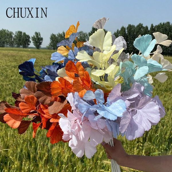

single ginkgo simulation plants bouquet garland home christmas decor wedding decorations desk ornaments fake flowers decorative & wreaths