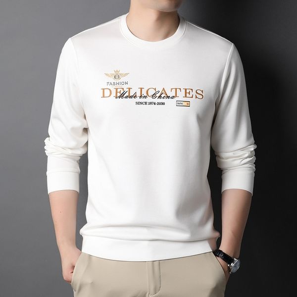 

men's round neck sweater 2021 autumn new printed letter fashion men's long sleeve t-shirt, Black