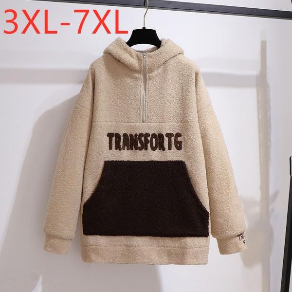 

hit autumn winter plus size hoodie for women large long sleeve khaki fleece pocket sweatshirt 4xl 5xl 6xl 7xl women's hoodies & sweatsh, Black