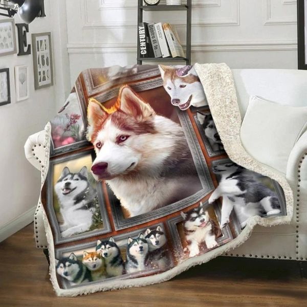 

blankets cloocl pet dog husky blanket 3d print picnic office nap quilt home decoration air conditioning throw