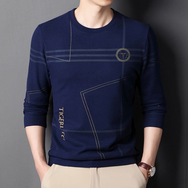

double sided cashmere sweater middle-aged young people's fashion trend slim fitting bottoming shirt 2021 autumn and winter men's, Black