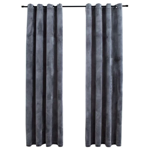 

curtain & drapes blackout curtains and rings 2pcs charcoal velvet 140x245cm