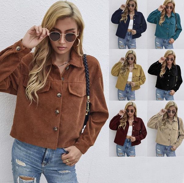 

casual jacket women's dress with corduroy short slim top, Black;brown