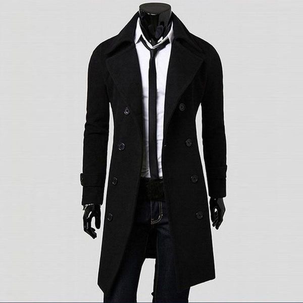 

men's jackets men winter slim stylish trench coat double breasted long jacket mens fashion clothing, Black;brown