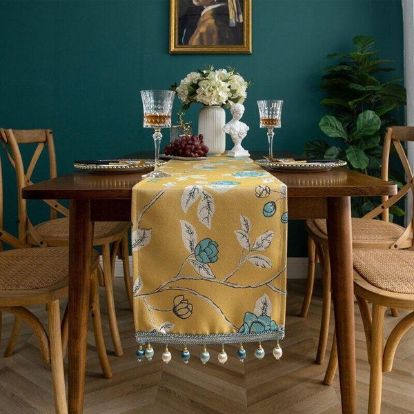 

table cloth luxury jacquared multi-size runner embroidered wedding decor coffee modern farmhouse for living dining room