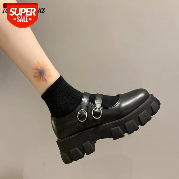 

high heels shoes women pumps platform fashion mary jane lolita black leather woman round toe student mujer #lf1k
