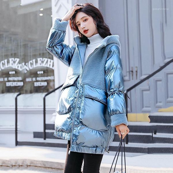 

imported australian wool fur jacket women bright face down outwear female elegant patchwork parkas ladies winter cotton coat, Black