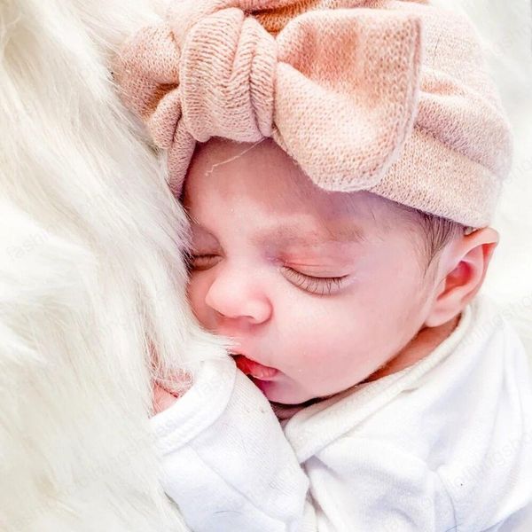 

9 color baby bow knotted indian hat elastic newborn children winter hat turban cap knit bohemia head wrap beanie, Yellow