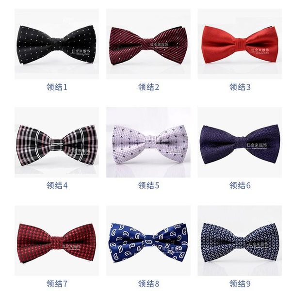 

bow ties men's formal tie korean style trendy double-layer groom wedding polyester men gifts, Black;gray