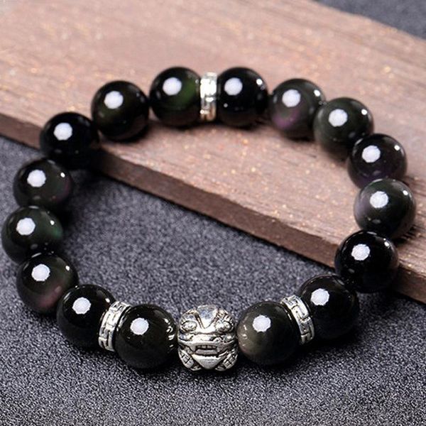 

other bracelets natural obsidian tibetan silver brave lucky bracelet men and women fashion jewelry amulet gift sl076, Golden;silver