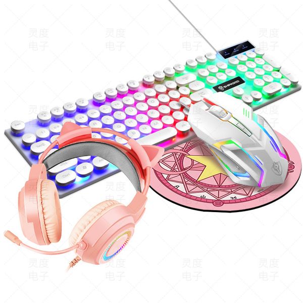 

keyboard mouse combos mechanical headset gaming sets adjustable mice usb led light headphone for pc lapgamer 4pcs