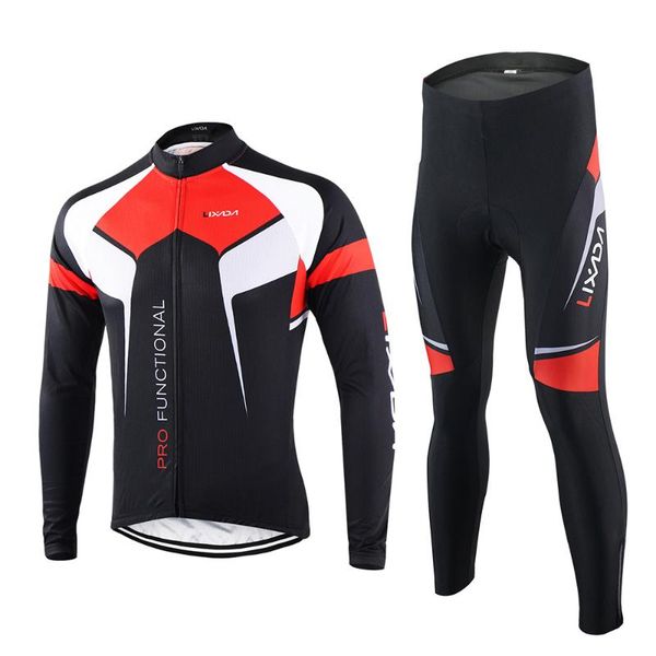 

racing sets lixada spring autumn cycling clothing set men quick-dry sportswear suit breathable bicycle long sleeve jersey + pants, Black;blue