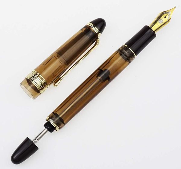 

fountain pens wing sung 699 vacuum filling pen transparent brown acrylic wingsung ink solid section ef/f/m nib office gift