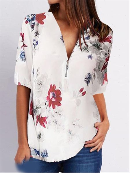 

fashion v women shirt neck zipper casual loose woman large size drop good quality, White