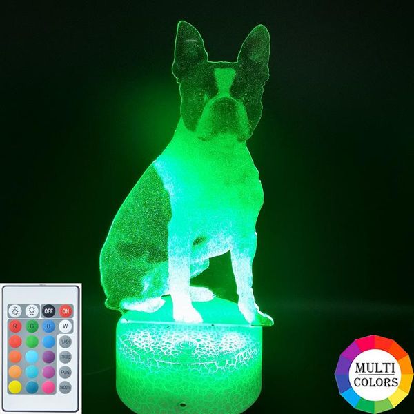 

night lights boston terrior light pet dog 3d illusion picture lamp led acrylic nightlight cool birthday gift friends kids child room de