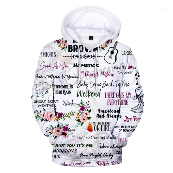 

men's hoodies & sweatshirts hip fashion american country singer kane brown 3d print sweatshirt in men/women sportswear, Black